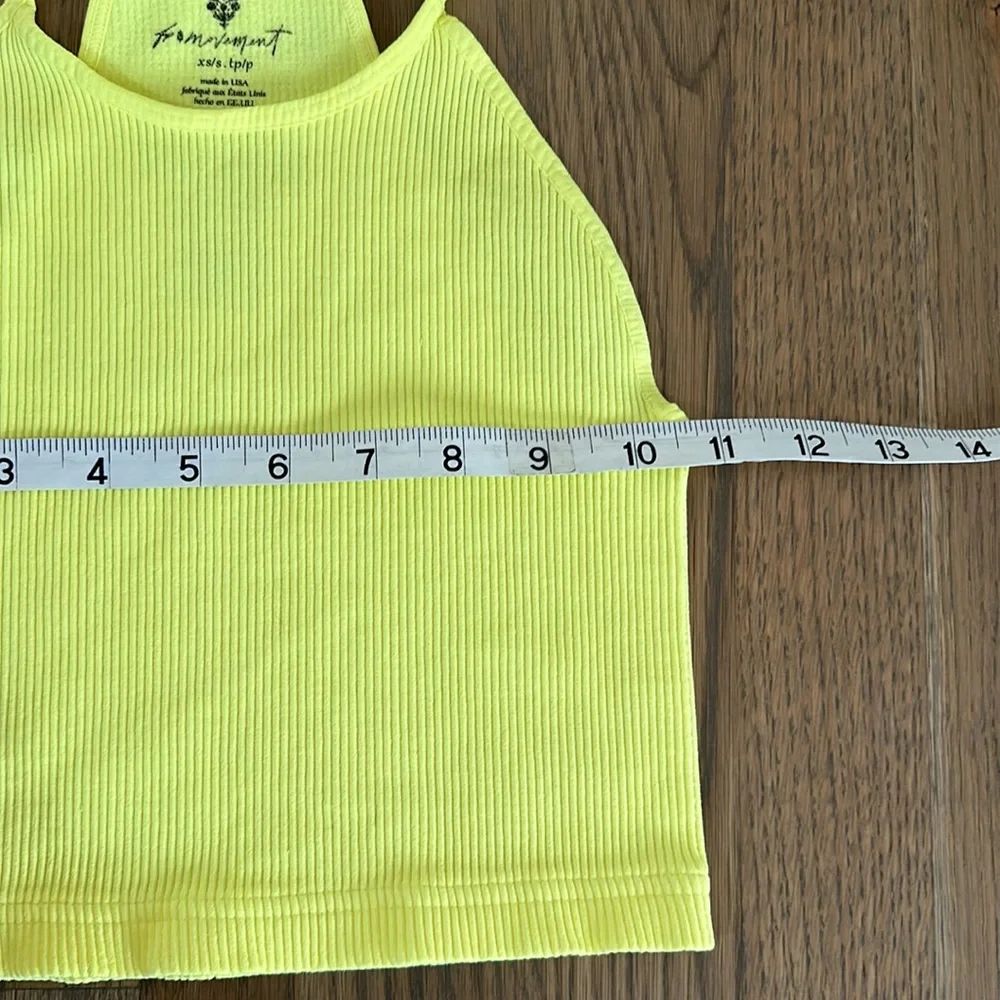 FP Movement Tank Top sz XS/S Women's Cropped Racerback Glowstick Yellow Ribbed